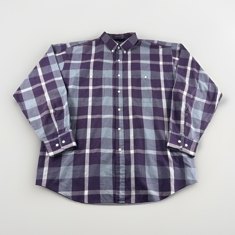 Vintage Steeplechase Shirt Mens XL Purple Plaid Long Sleeve Button Up Cowboy Top